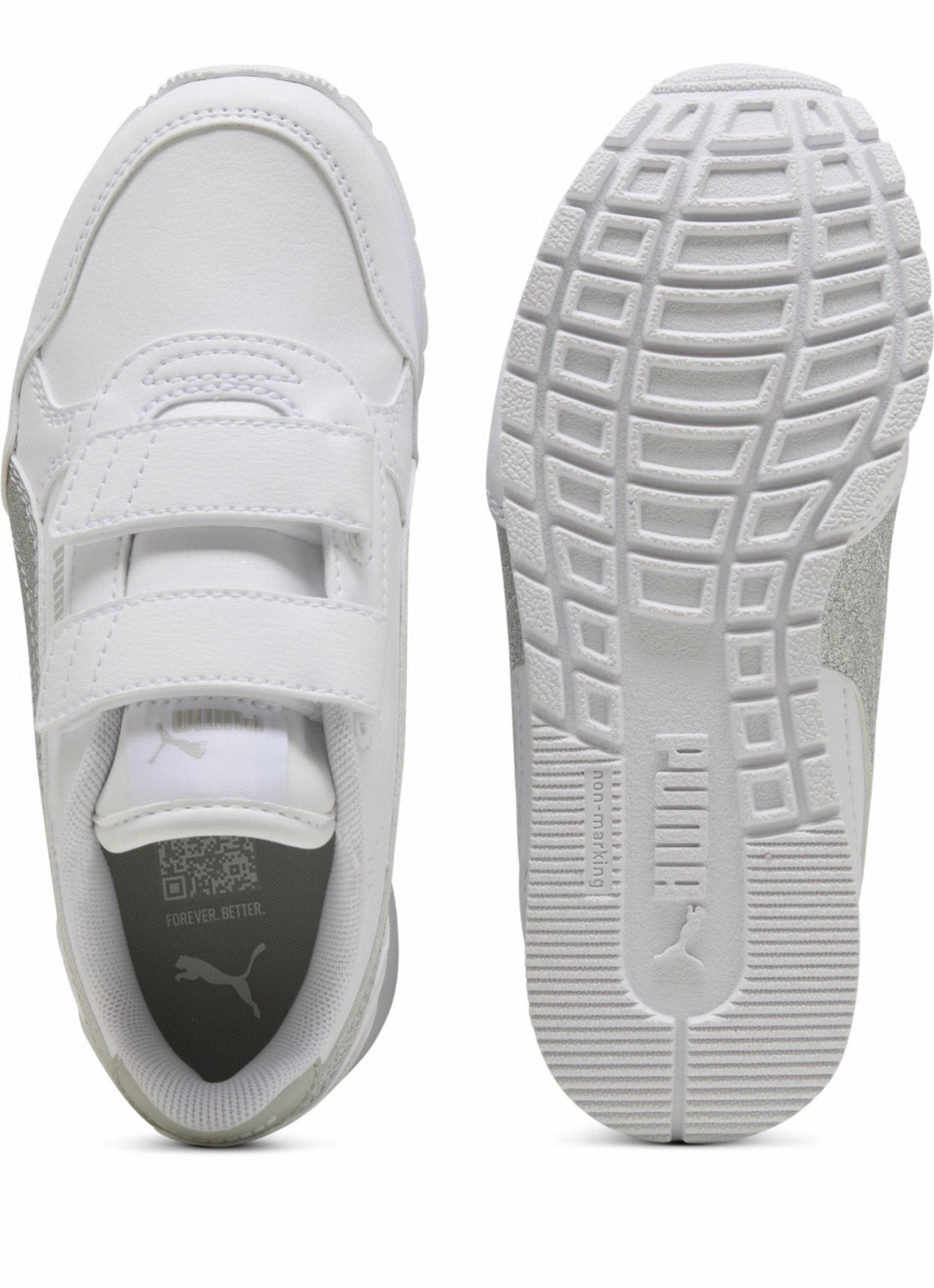 Puma ST Runner V4 SL Glitter V PS, Sneaker Bambina - Bianco/Argento