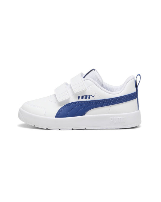 Puma CourtFlex V3, Sneaker Bambini - Bianco, Blu