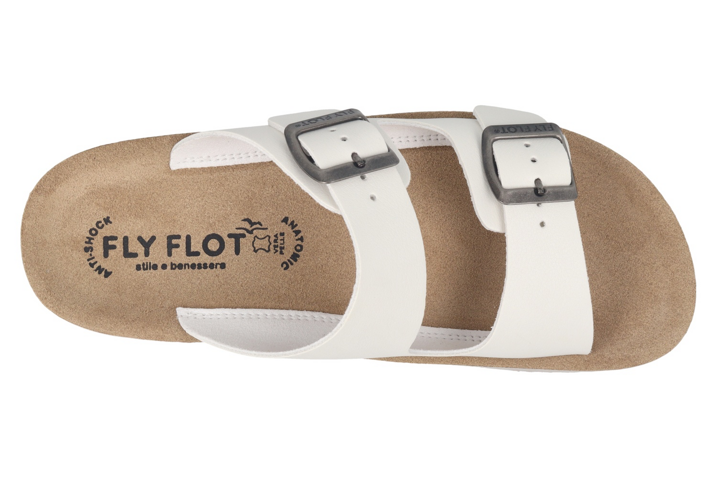 FlyFlot 42 G64 2C, Sandali Donna Con Doppia Fibbia - Bianco, Nero