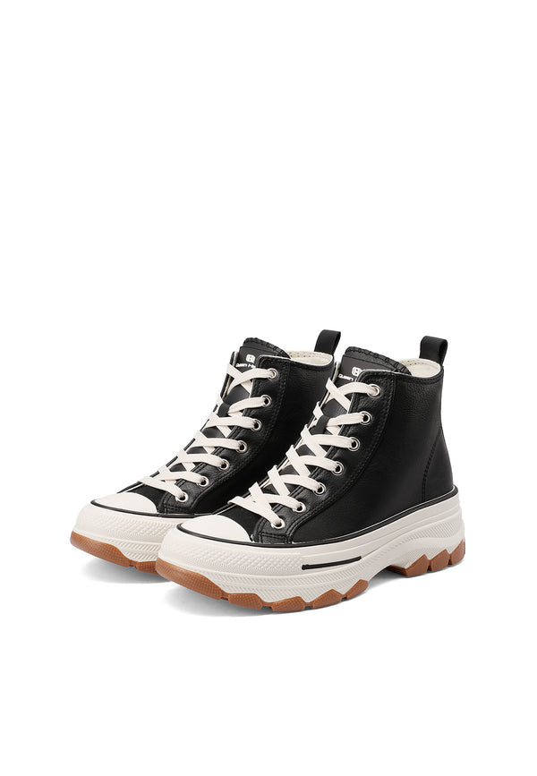 QUEEN HELENA XZ005, Sneaker Donna Alte Alla Caviglia Con Suola Chunky - Nero, Taupe