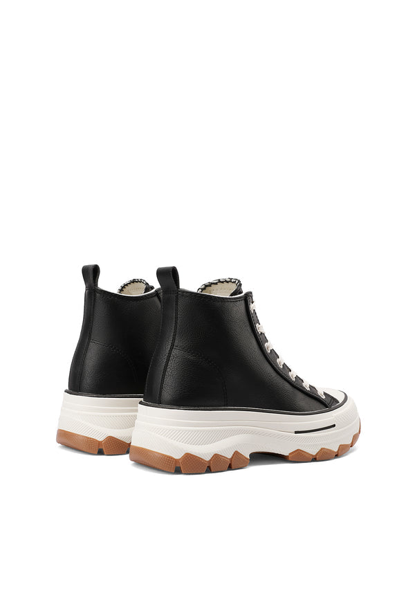 QUEEN HELENA XZ005, Sneaker Donna Alte Alla Caviglia Con Suola Chunky - Nero, Taupe