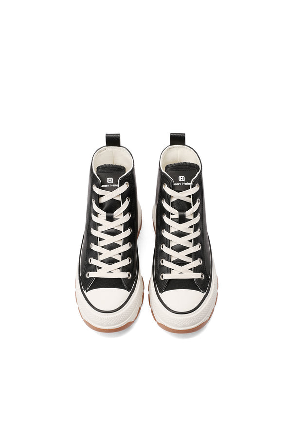 QUEEN HELENA XZ005, Sneaker Donna Alte Alla Caviglia Con Suola Chunky - Nero, Taupe