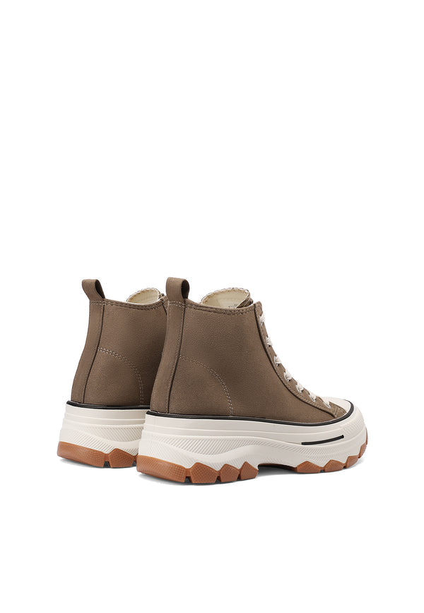 QUEEN HELENA XZ005, Sneaker Donna Alte Alla Caviglia Con Suola Chunky - Nero, Taupe