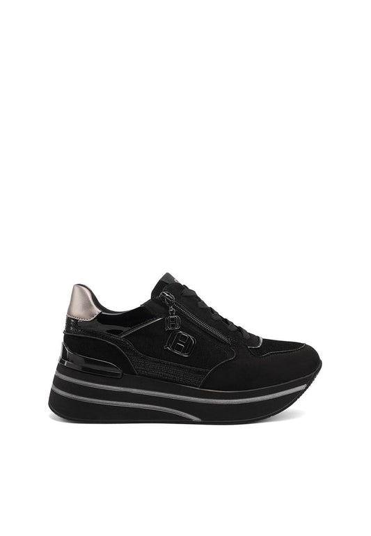 QUEEN HELENA X35-27, Sneaker Donna Platform Con Zip Laterale - Nero