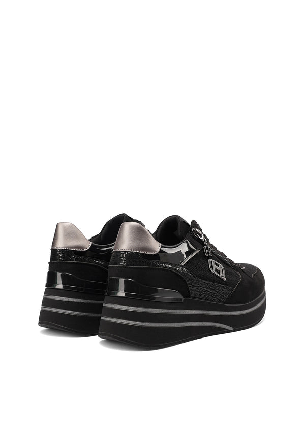 QUEEN HELENA X35-27, Sneaker Donna Platform Con Zip Laterale - Nero