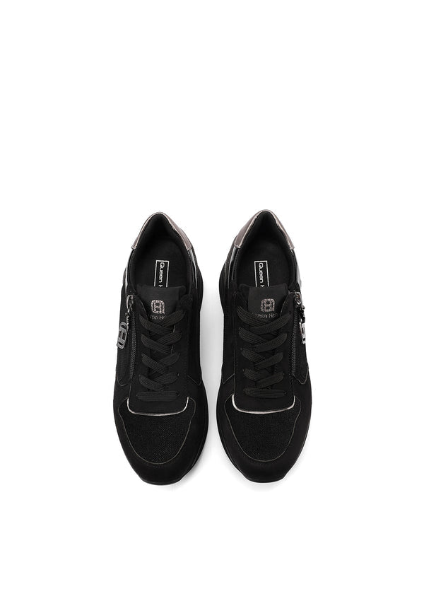 QUEEN HELENA X35-27, Sneaker Donna Platform Con Zip Laterale - Nero