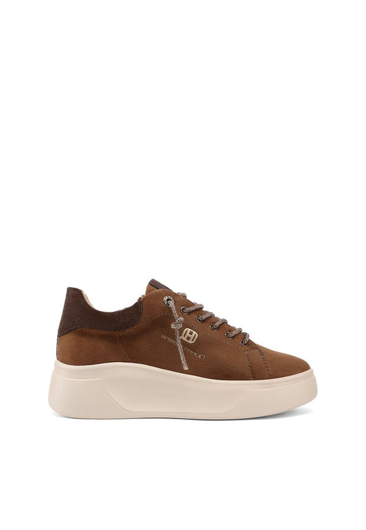 QUEEN HELENA X35-6, Sneaker Donna Platform Con Tallone in Velluto - Cuoio, Neron