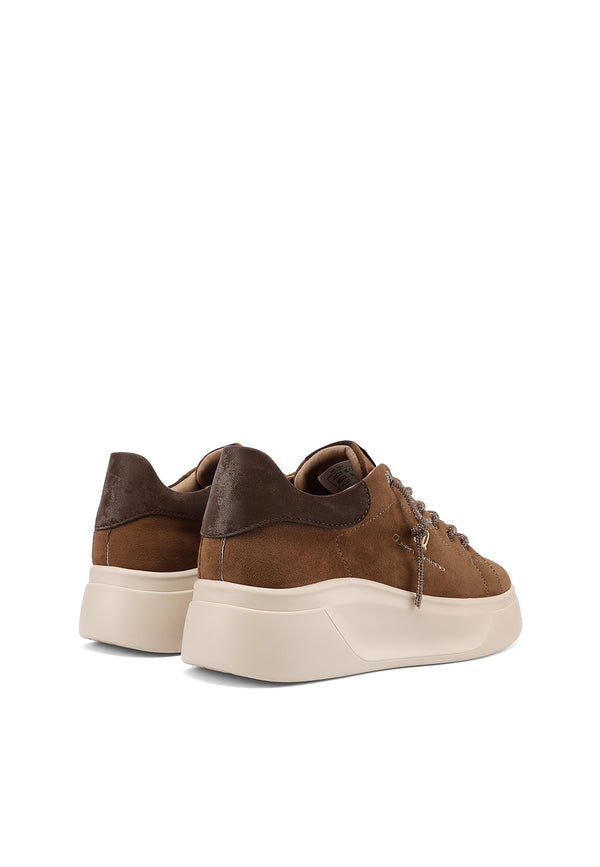QUEEN HELENA X35-6, Sneaker Donna Platform Con Tallone in Velluto - Cuoio, Neron