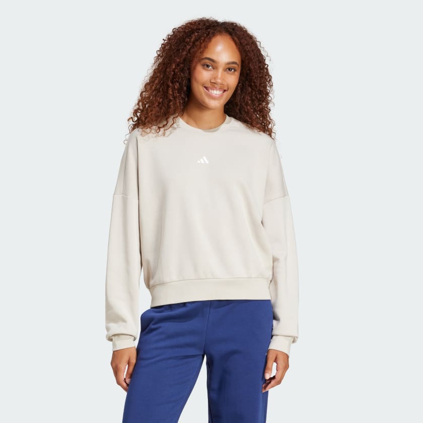 Adidas Essentials Small Logo Feel Cozy, Felpa Donna - Beige