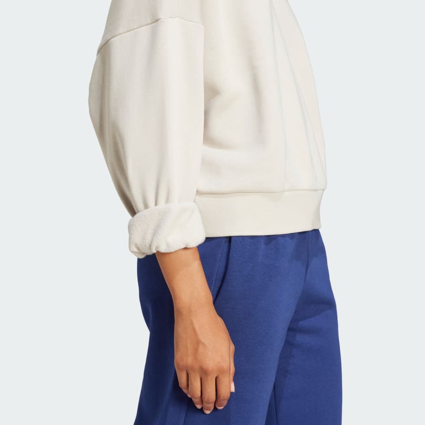 Adidas Essentials Small Logo Feel Cozy, Felpa Donna - Beige