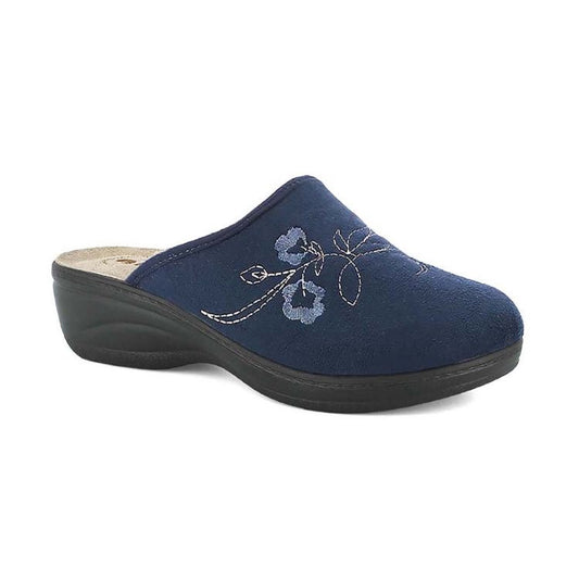 Inblu LY121, Pantofole Donna Con Fiori Ricamati - Blu