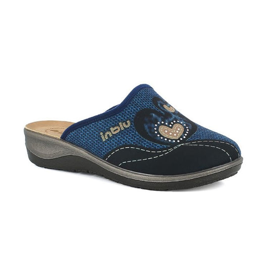 Inblu OD17, Pantofole Donna Con Fantasia di Cuori e Strass - Blu