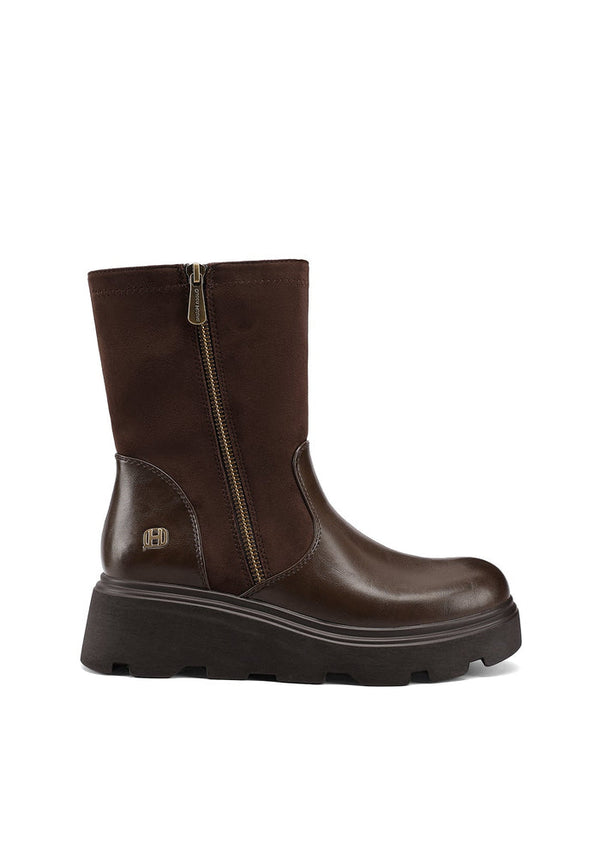 QUEEN HELENA X35-91, Stivaletti Chelsea Donna Con Suola Carroarmato - Marrone Scuro, Nero