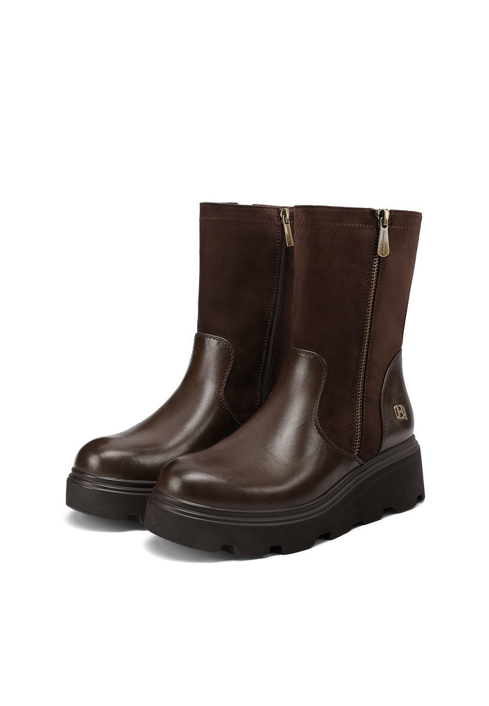 QUEEN HELENA X35-91, Stivaletti Chelsea Donna Con Suola Carroarmato - Marrone Scuro, Nero