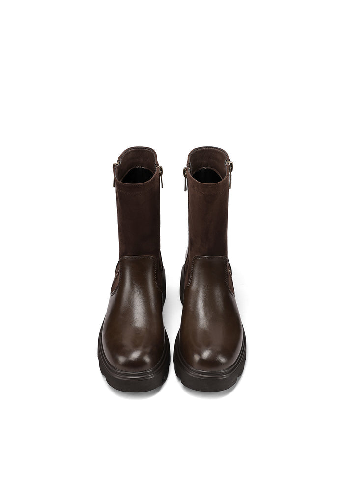 QUEEN HELENA X35-91, Stivaletti Chelsea Donna Con Suola Carroarmato - Marrone Scuro, Nero