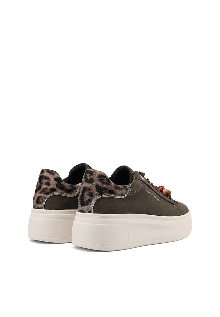 QUEEN HELENA X35-8, Sneaker Donna Platform Con Dettagli Perline - Verde