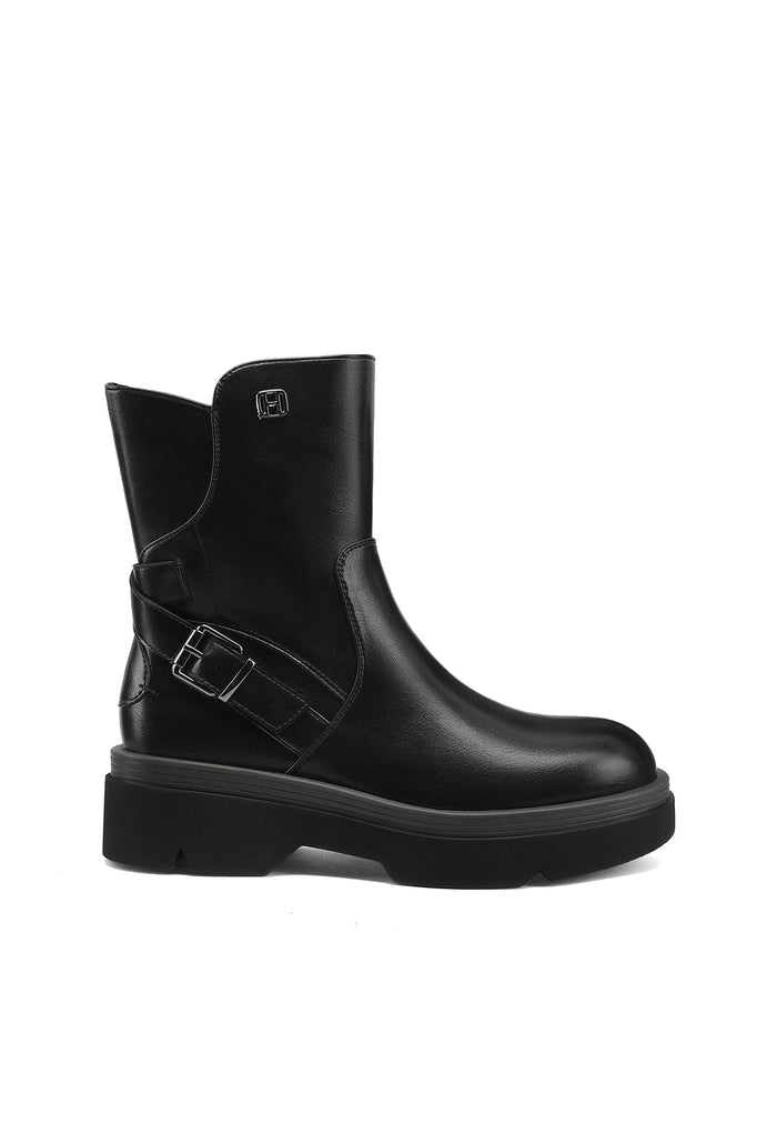 Queen Helena X35-70 women's black platform boots with buckle - view 1