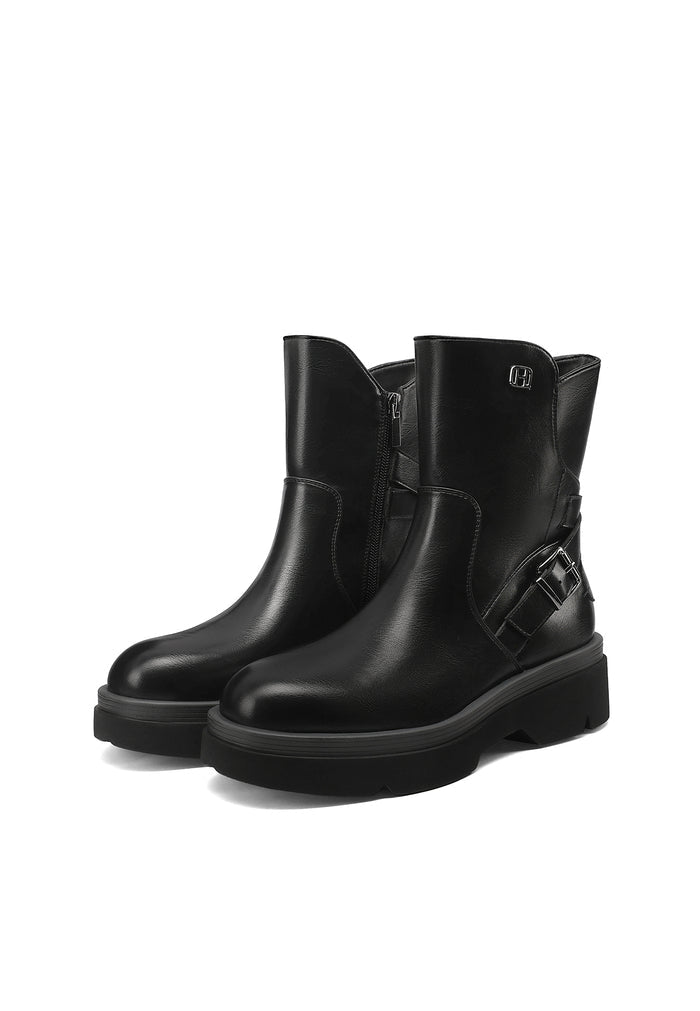 Queen Helena X35-70 women's black platform boots with buckle - view 3