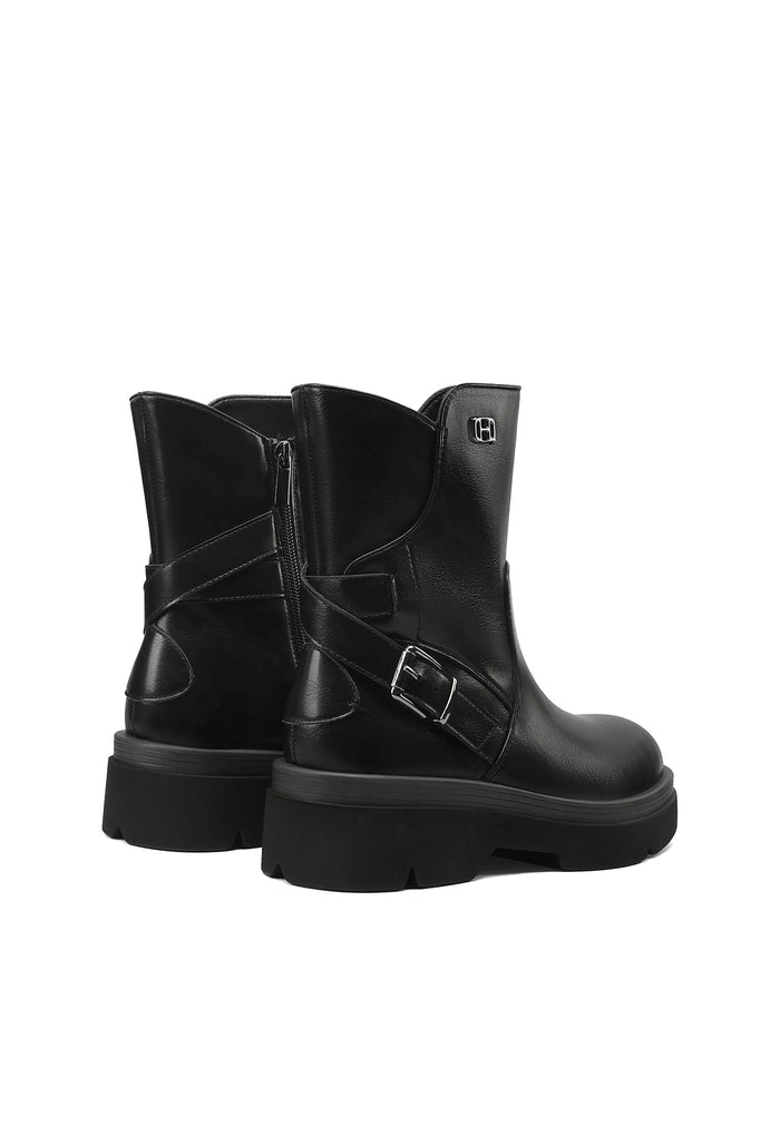 Queen Helena X35-70 women's black platform boots with buckle - view 4