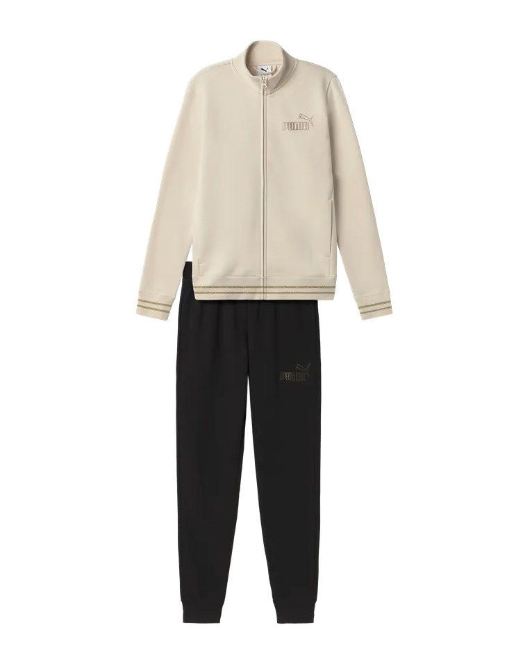 Puma Ess+ RhineStone Logo FZ Suit TR, Tuta Donna - Crema/Nero, Nero