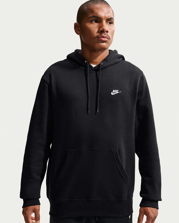 Nike Club, Felpa Pullover in Fleece con Cappuccio Uomo - Nero
