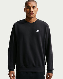 Nike Club, Felpa Girocollo Uomo in Fleece - Nero, Grigio