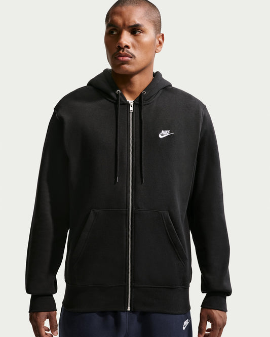Nike Club men's black fleece zip hoodie - view 1