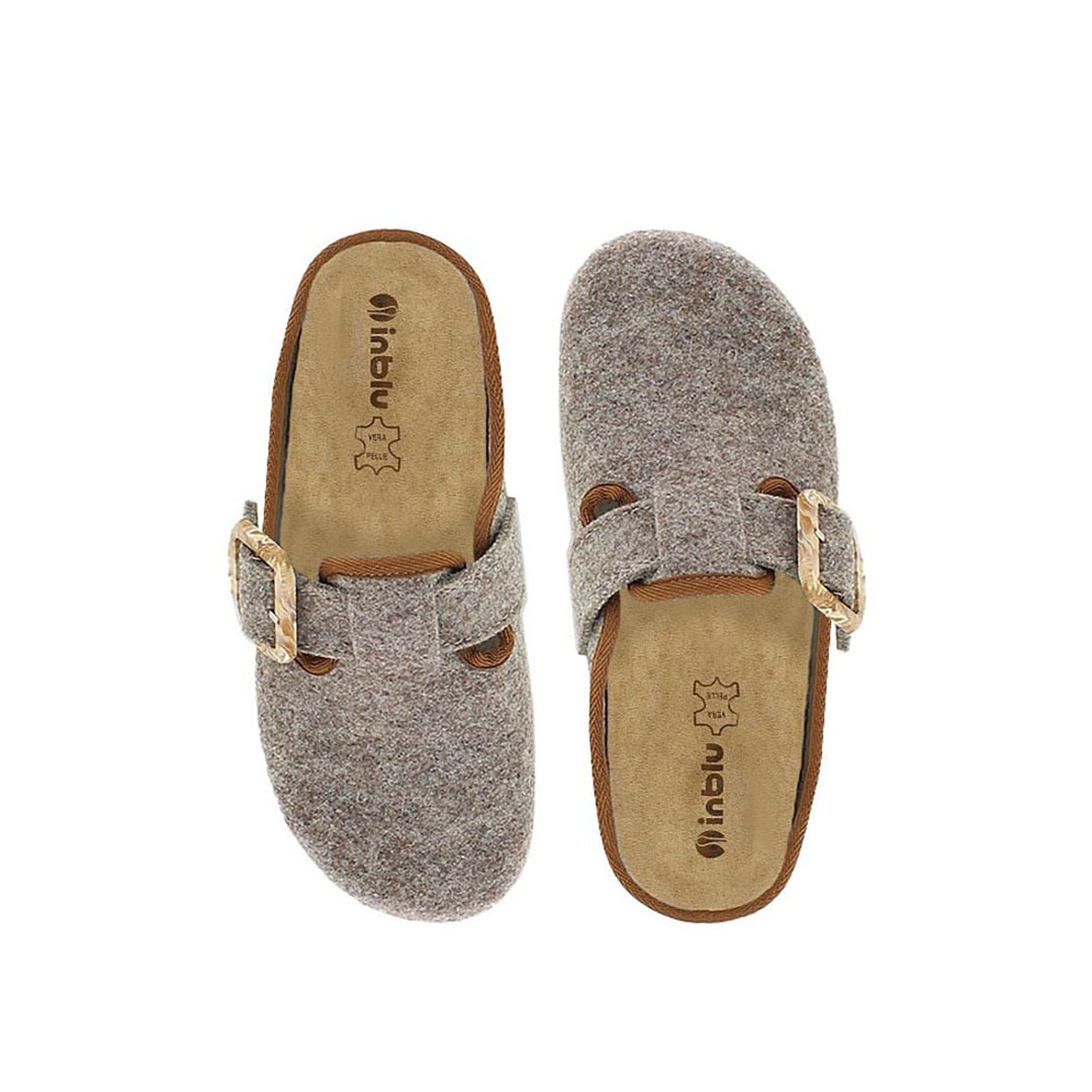 Inblu NS08, Pantofole EcoFriends Donna Con Fibbia Quadrata - Tortora, Avio