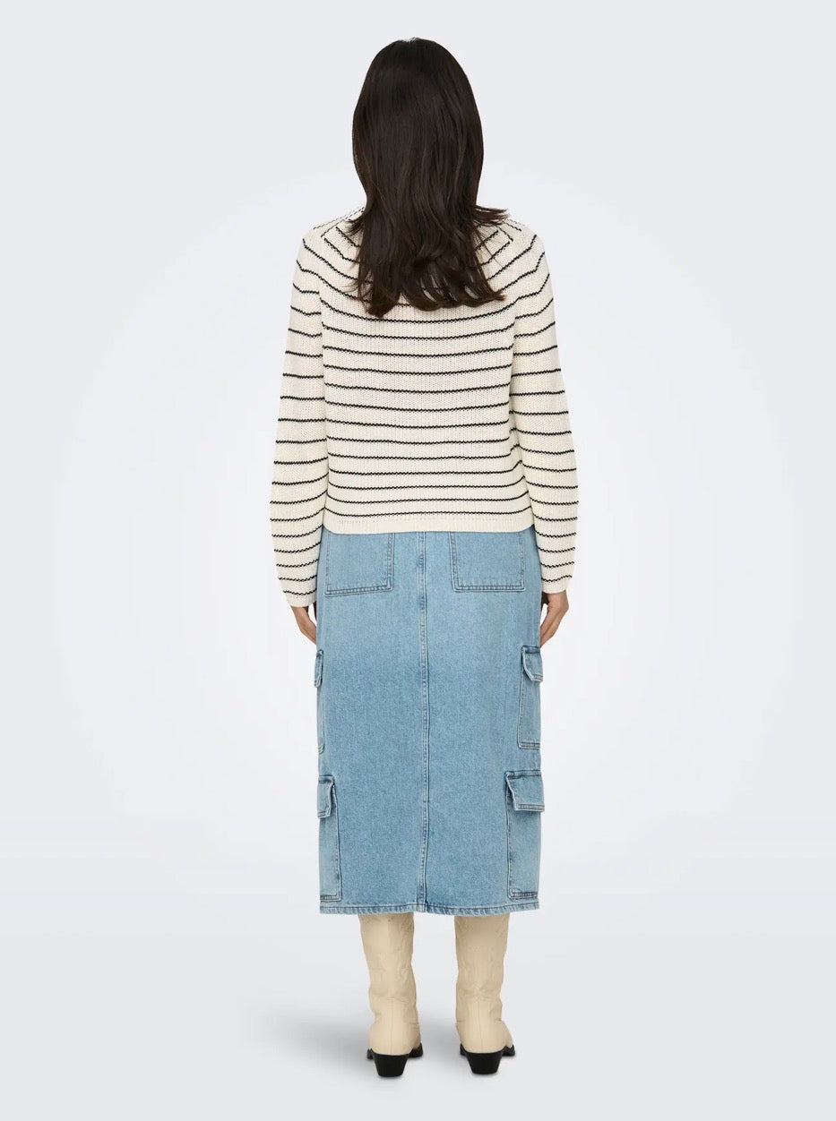 Only ONLBASE L/S O-NECK PULLOVER KNT NOOS, Pullover Donna Girocollo - Bianco