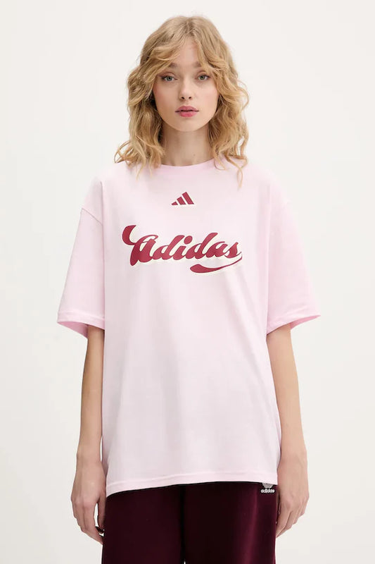 Adidas House Of Tiro, T-Shirt Donna Oversize - Rosa, Nero