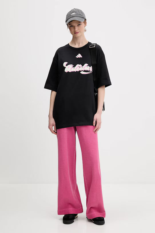Adidas House Of Tiro, T-Shirt Donna Oversize - Rosa, Nero