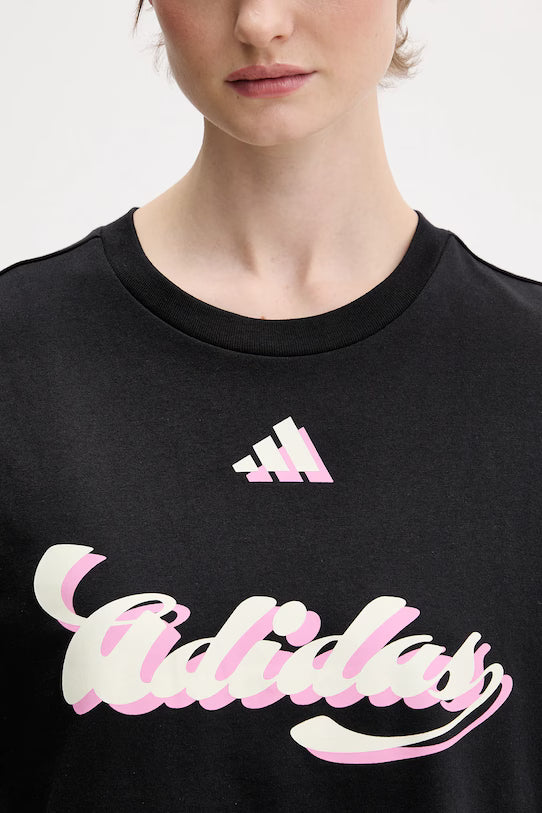 Adidas House Of Tiro, T-Shirt Donna Oversize - Rosa, Nero