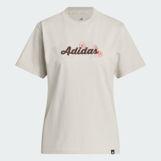Adidas Western Florals Graphic, T-Shirt Donna Con Stampa Floreale - Beige, Bianco
