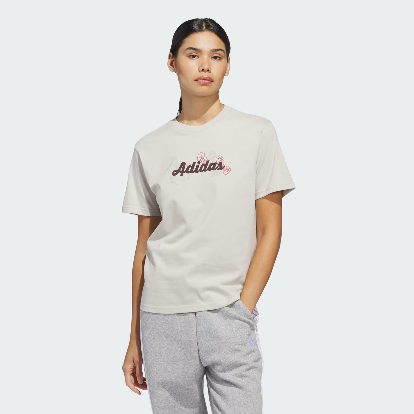 Adidas Western Florals Graphic, T-Shirt Donna Con Stampa Floreale - Beige, Bianco