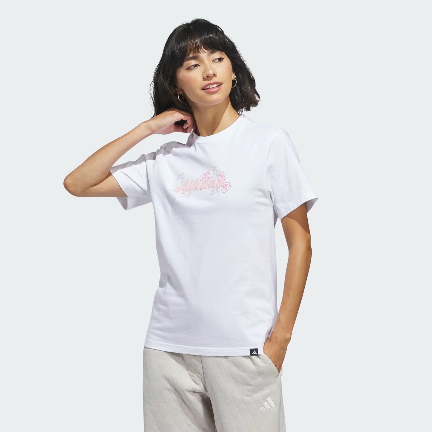 Adidas Western Florals Graphic, T-Shirt Donna Con Stampa Floreale - Beige, Bianco