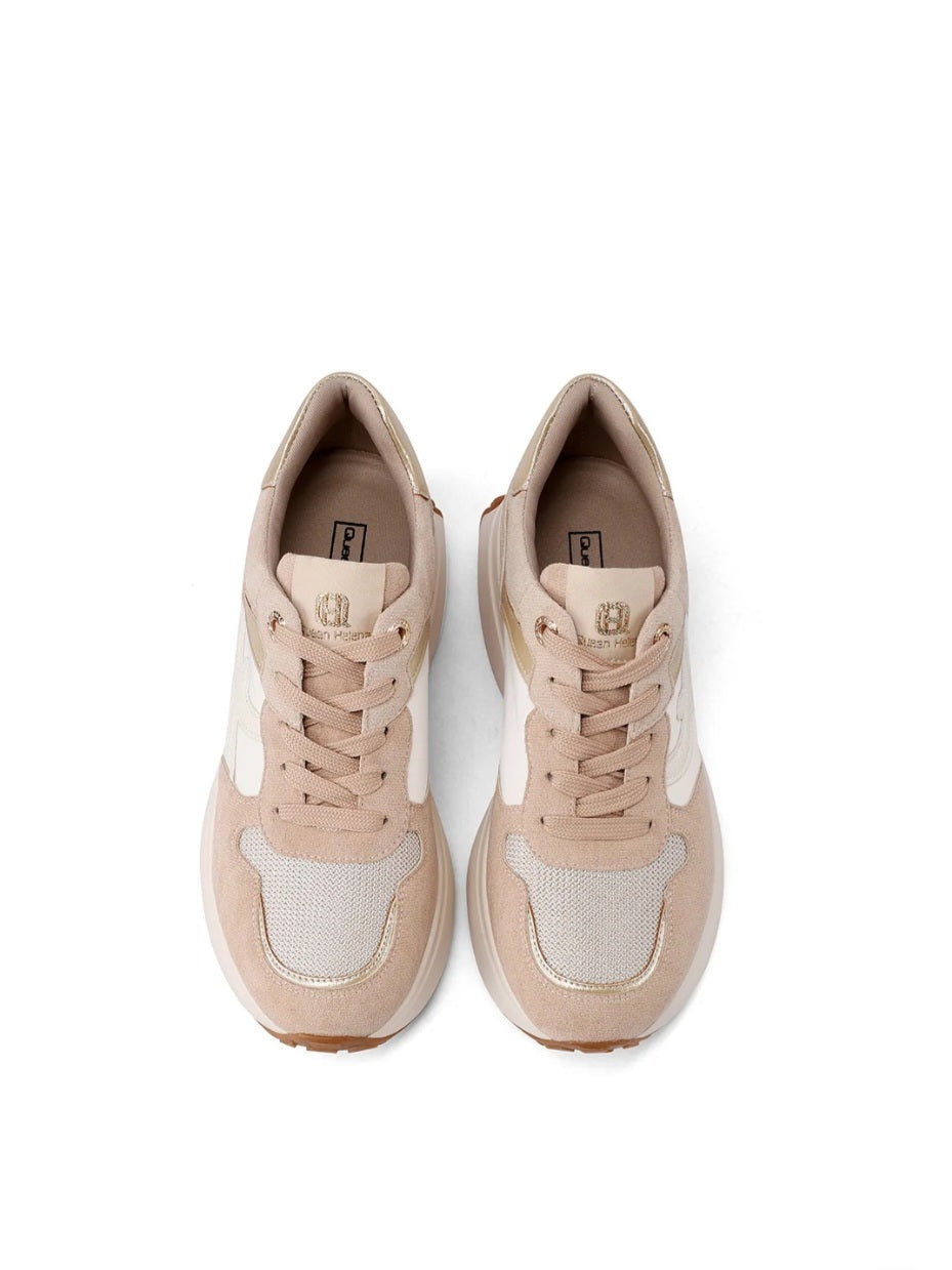QUEEN HELENA (X33-25), Sneaker Platform - Beige, Nero