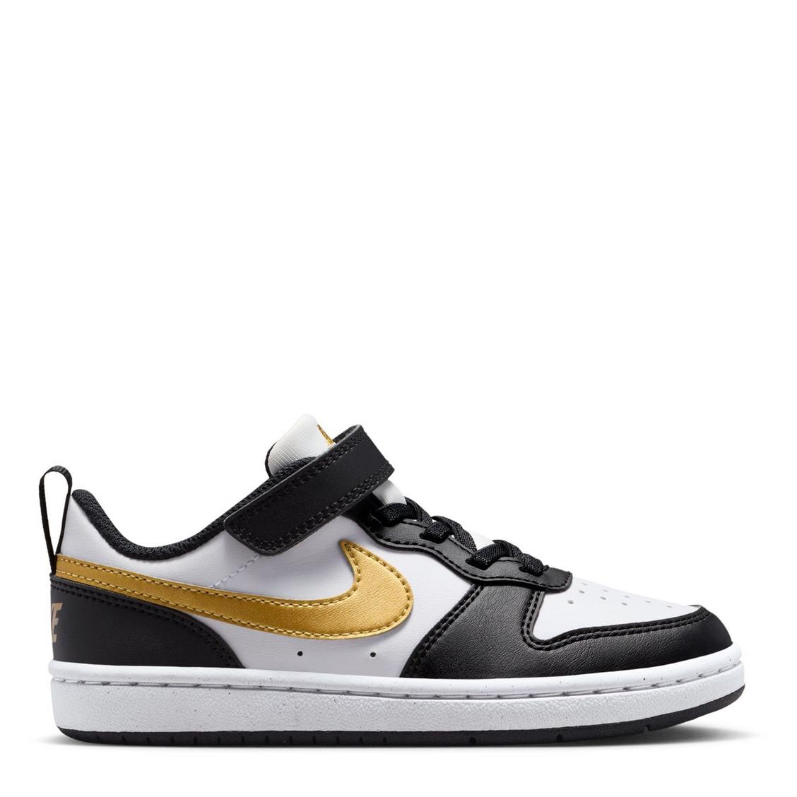 NIKE Court Borough Low Recraft (GS), Sneaker Bambini - Bianco, Bianco/Nero, Nero/Oro