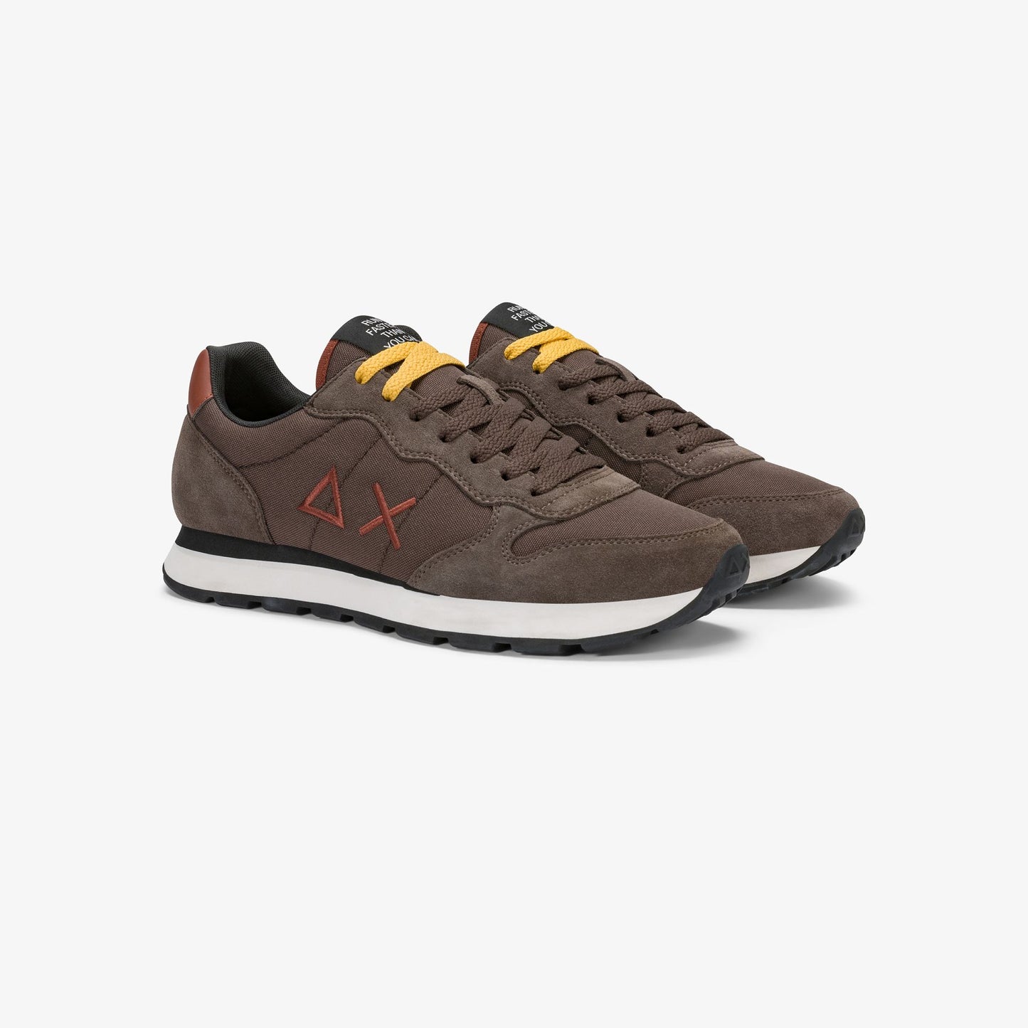 Sun68 Tom Solid, Sneaker Uomo in Suede e Nylon - Marrone, Bianco Panna