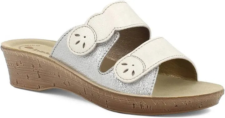 Inblu 2693, Ciabatte Donna Con Doppia Fascia Con Strappo - Blu, Bianco