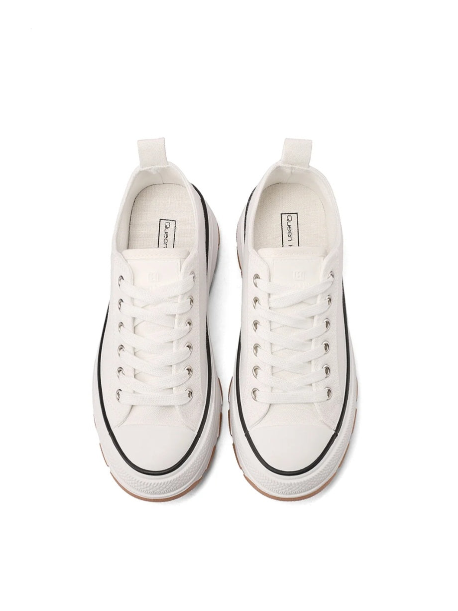 QUEEN HELENA XZ003, Sneaker Donna Chunky In Tela - Bianco, Beige, Blu