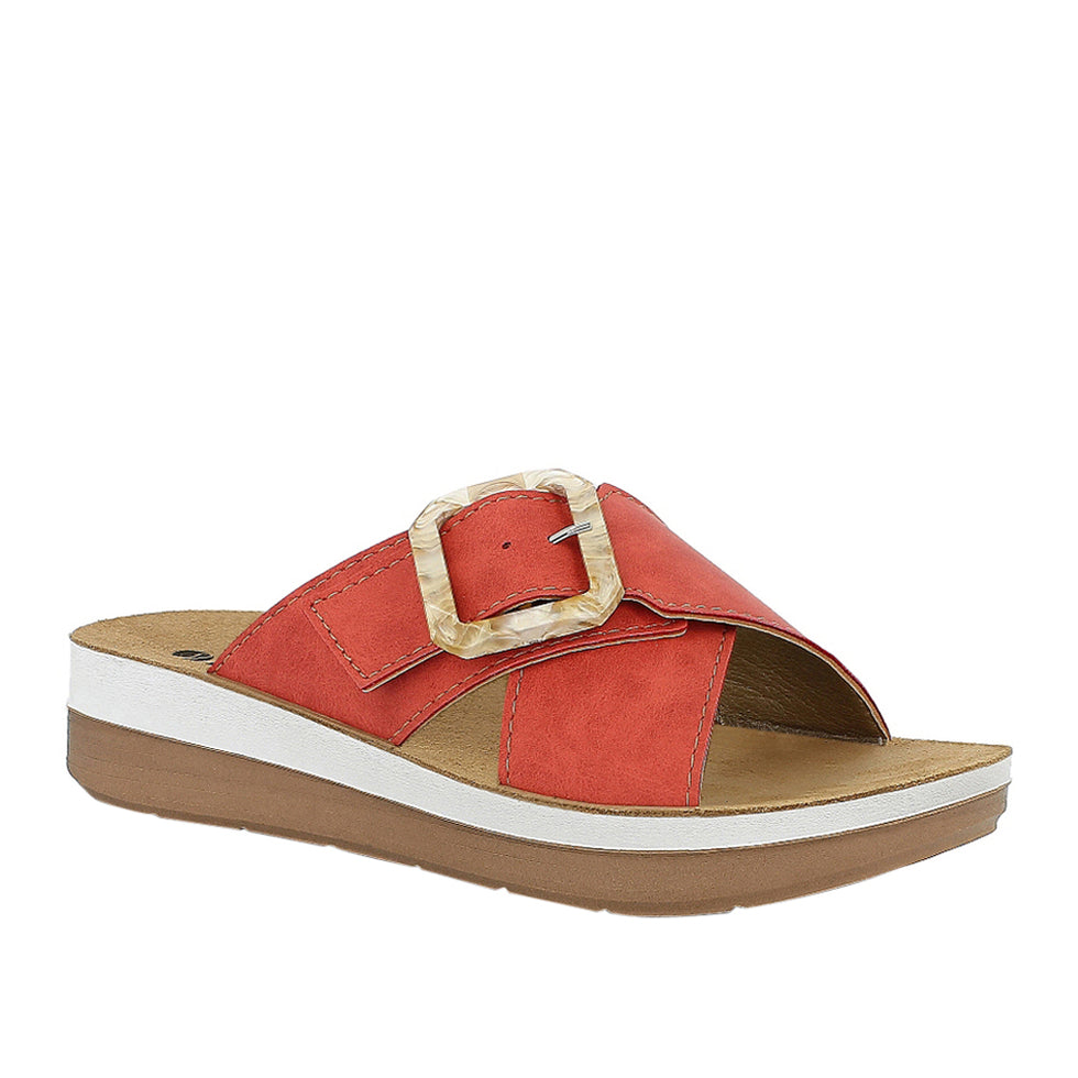 Inblu FT20, Ciabatte Donna Con Fascia Incrociata e Fibbia - Bianco, Rosso