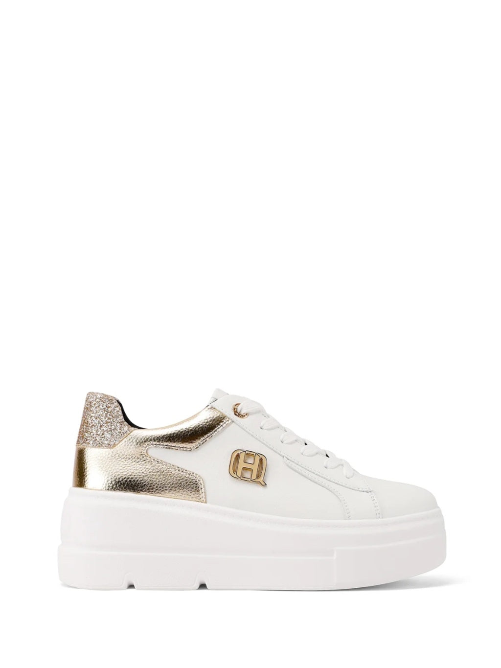 QUEEN HELENA (X33-11), Sneaker Platform Donna Retro Oro - Bianco