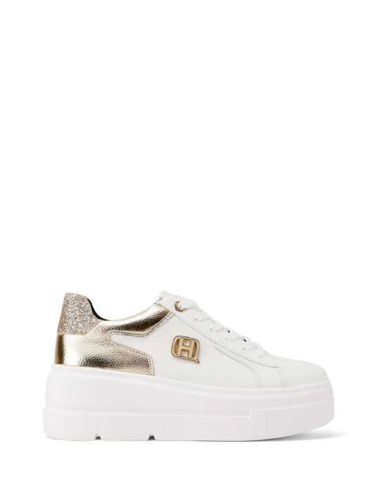 QUEEN HELENA (X33-11), Sneaker Platform Donna Retro Oro - Bianco