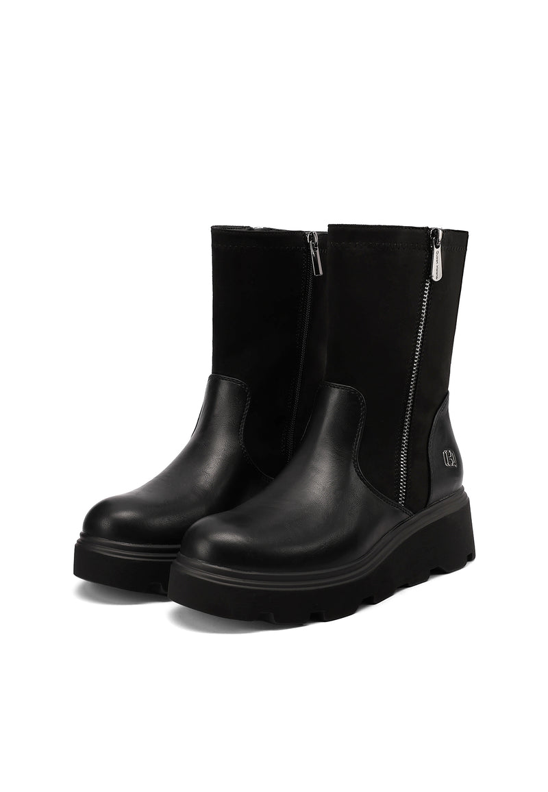 QUEEN HELENA X35-91, Stivaletti Donna Platform Con Suola Carro Armato - Nero