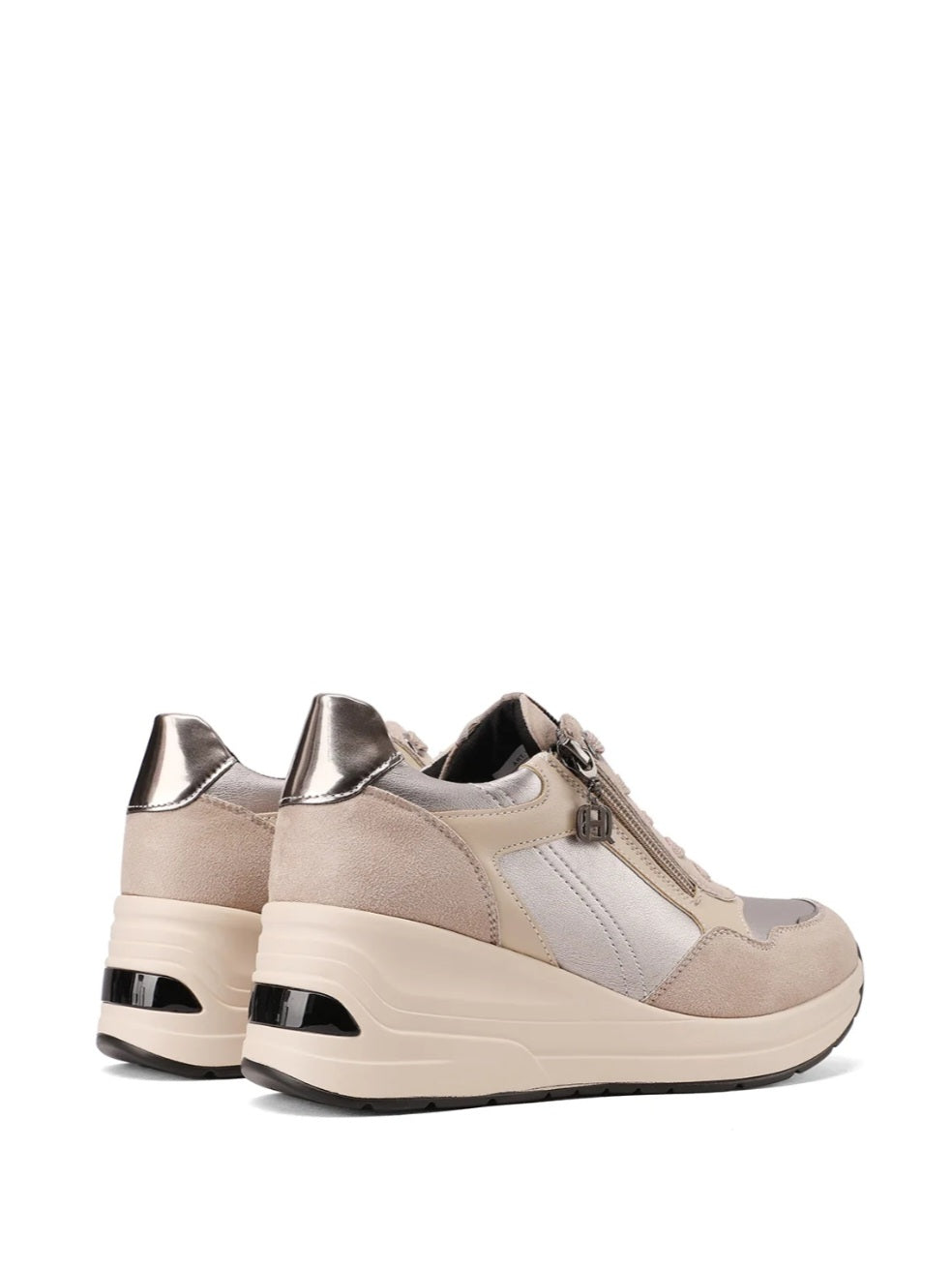 QUEEN HELENA (X33-29), Sneaker Donna Con Zeppa e Zip Laterale - Khaki