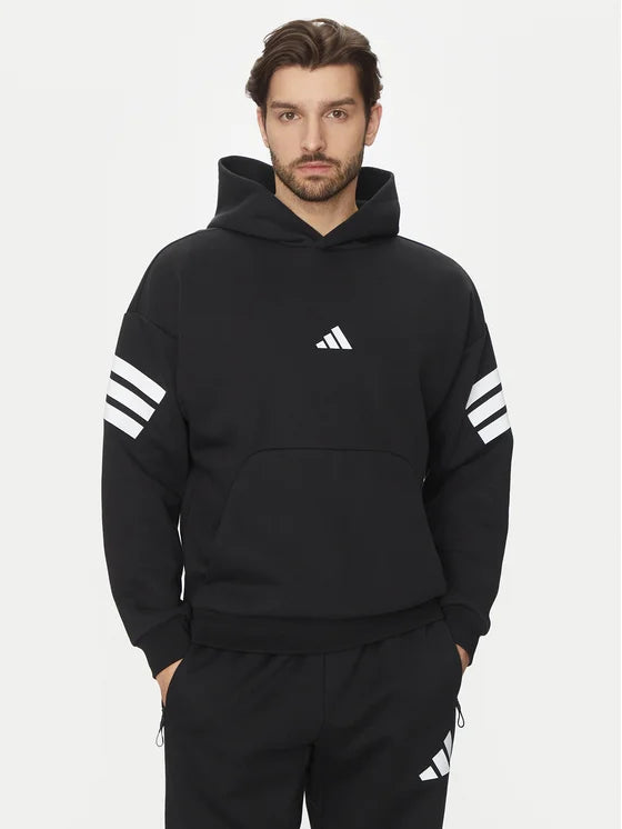 Adidas Future Icons 3-Stripes, Felpa Uomo Con Cappuccio - Nero