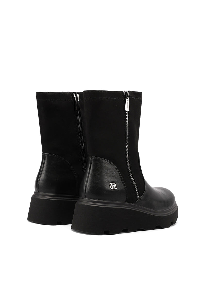 QUEEN HELENA X35-91, Stivaletti Donna Platform Con Suola Carro Armato - Nero