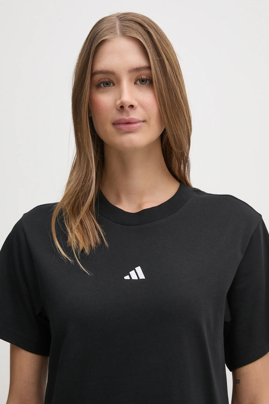 Adidas Essentials, T-Shirt Donna Con Bande Laterali - Nero