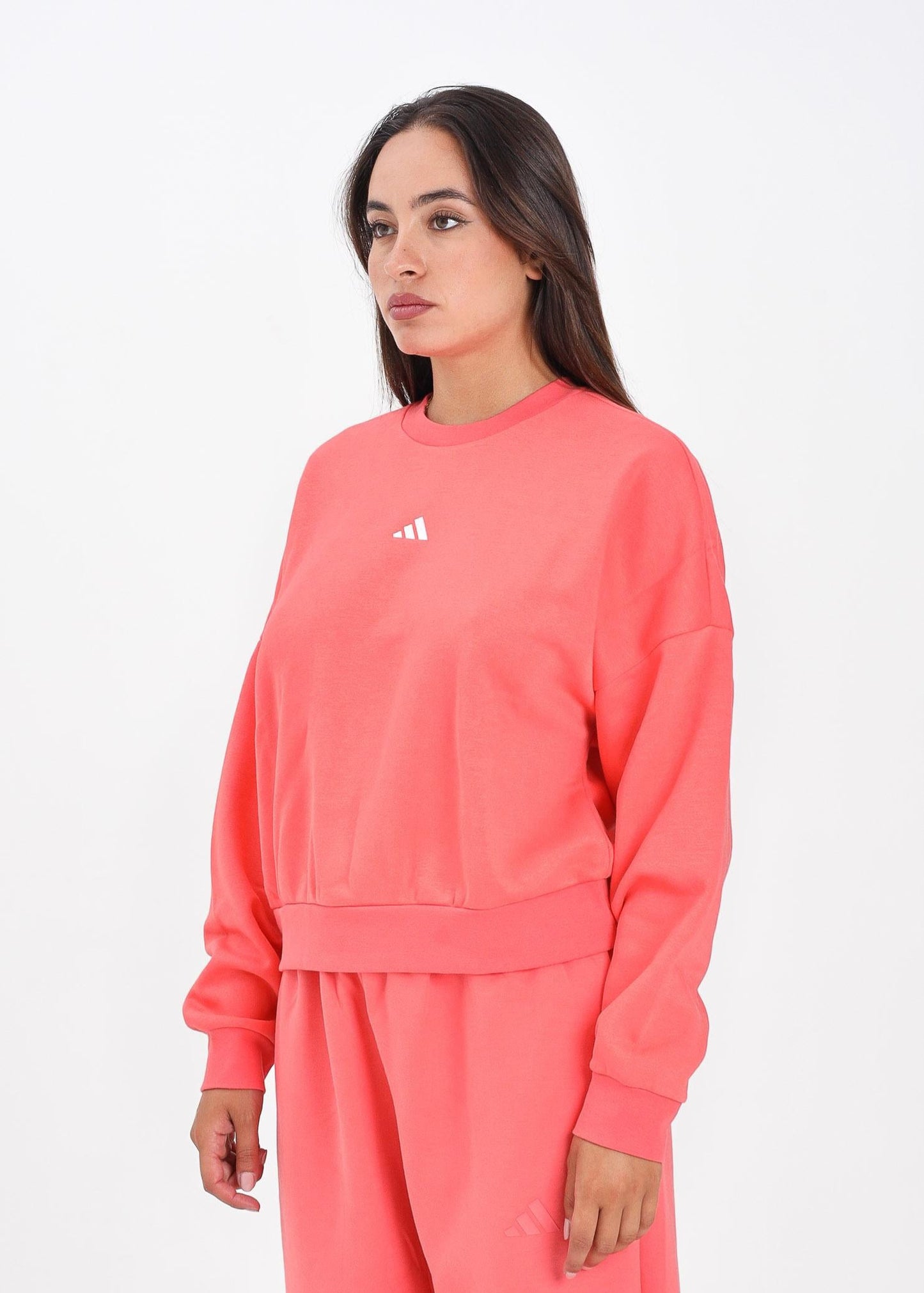 Adidas Essentials, Felpa Donna Girocollo - Corallo