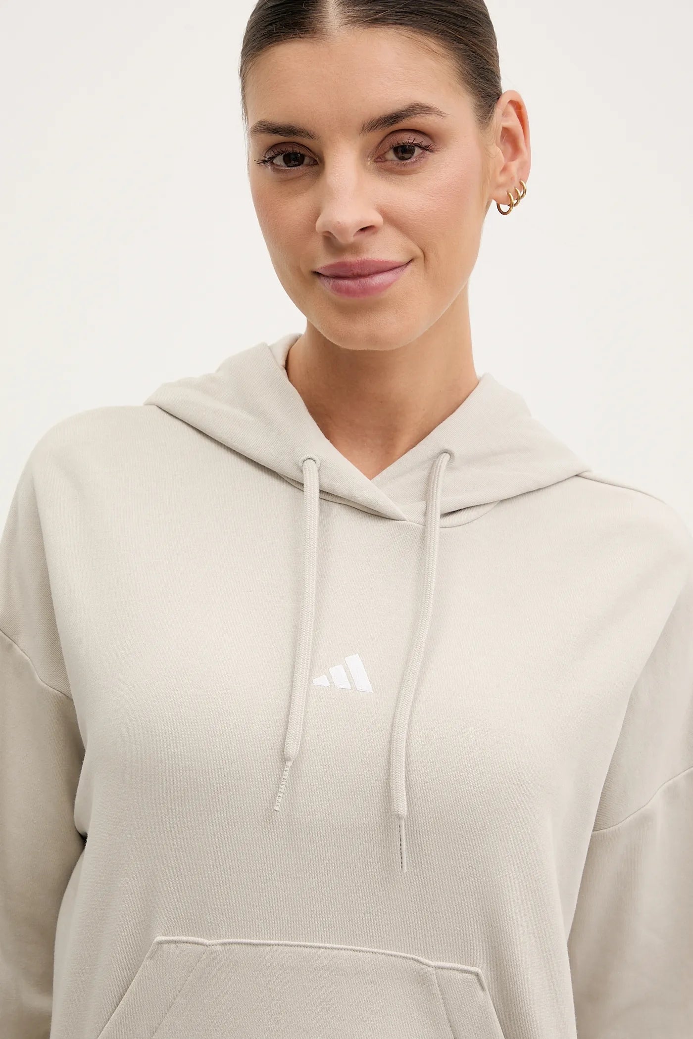 Adidas Essentials Felpa Con Cappuccio Donna - Beige